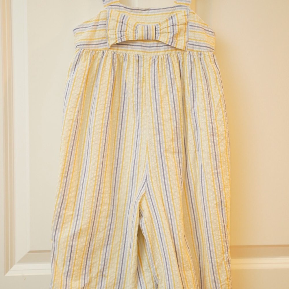 Janie and Jack Yellow and Blue Striped Romper